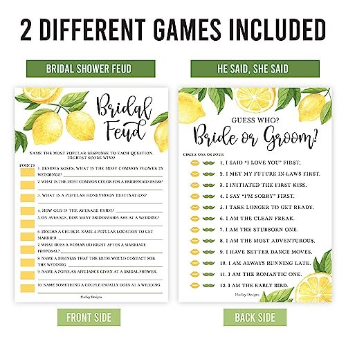 He Said She Said, Bride or Groom Bridal Shower Games | Set of 20 | Wedding Supplies