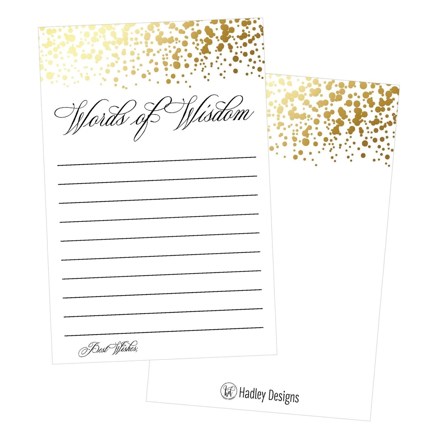 50 Gold Words of Wisdom Advice Cards, Use As Graduation Advice Cards, Marriage or Wedding Advice Cards, Guest Book Alternative, Bridal or Baby Shower Party Games, Boy or Girl Baby Predictions