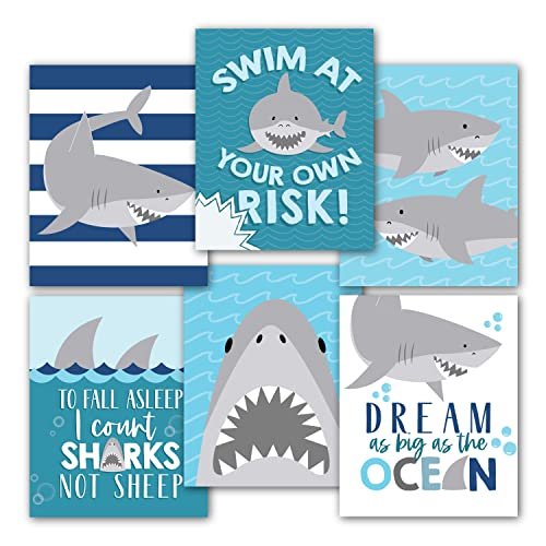 Shark Children's Wall Art | Set of 6 | Home Decor