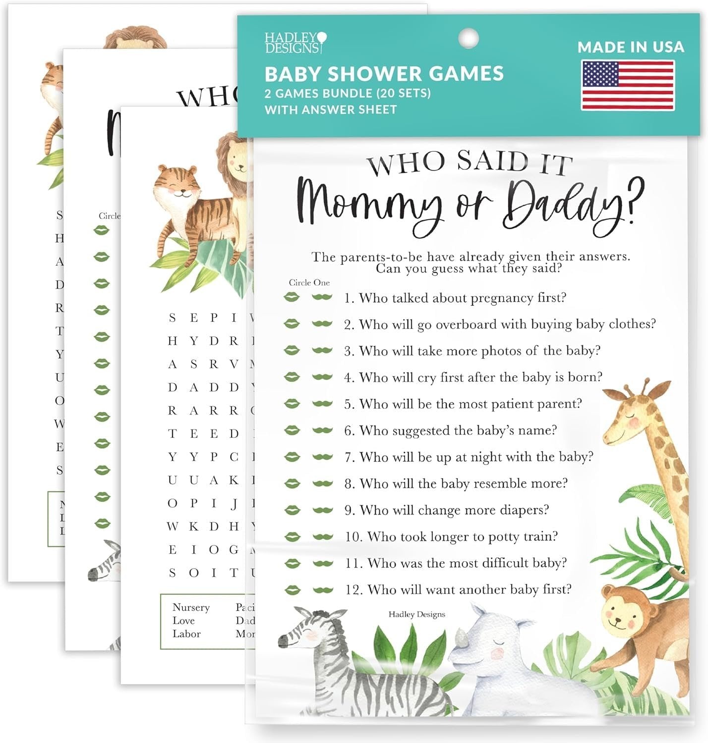 Who Said It Mommy or Daddy & Baby Word Search | Set of 20 | Baby Shower Games