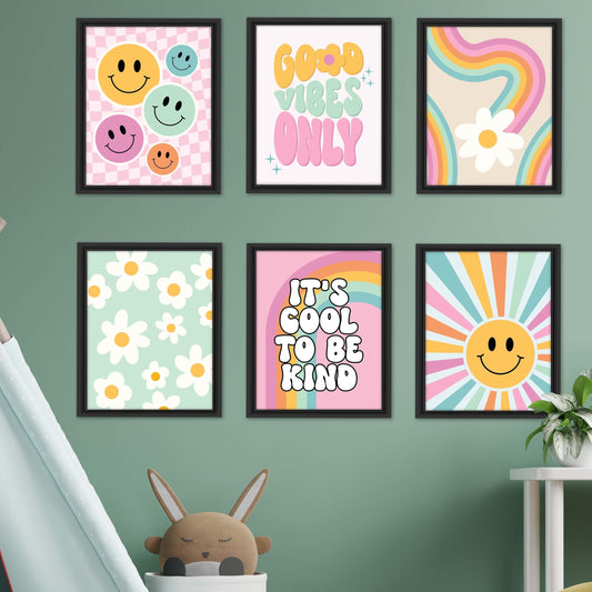 Retro Children's Wall Art | Set of 6 | Home Decor