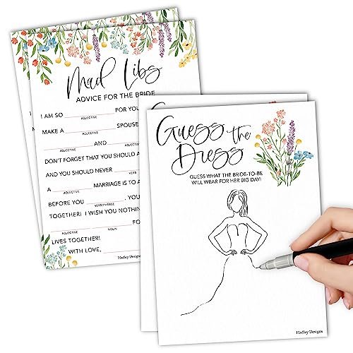 Guess The Dress & Mad Libs Games | Set of 20 | Bridal Shower Games