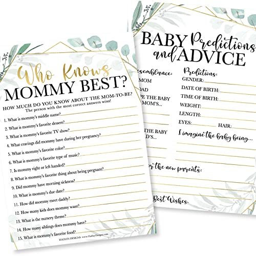Who Knows Mommy Best, Baby Prediction & Advice Games | Set of 25 | Baby Shower Games