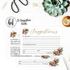 25 White Floral Suggestion Cards