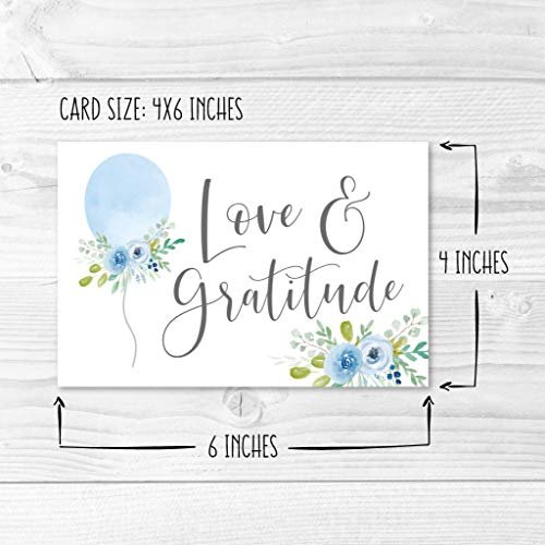 Blue Balloon Folded Thank You Cards | Set of 24 | Baby Shower