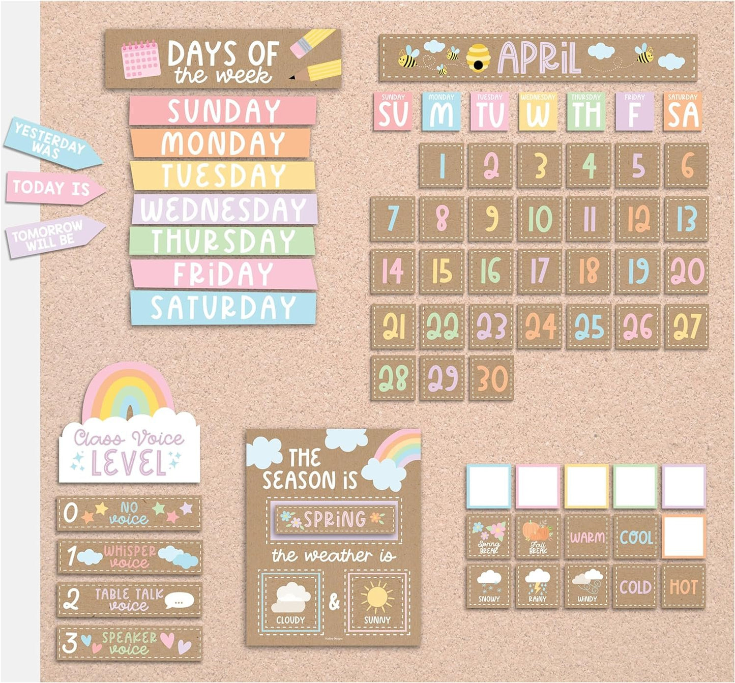 Rustic Classroom Calendar Set Bulletin Board - Bulletin Board Calendar For Classroom Elementary, Teacher Calendar Bulletin Board Sets, Preschool Calendar For Classroom, School Calendar For Classroom