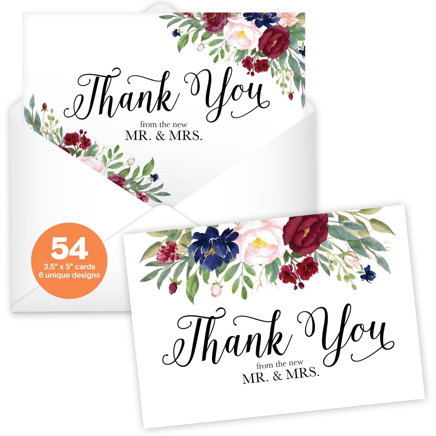 Wedding Thank You Cards | Set of 54 | With Envelopes