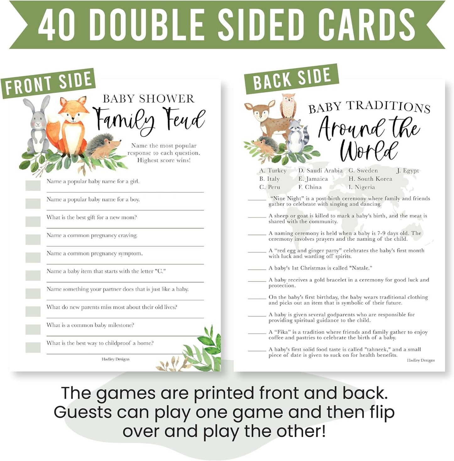 40 Woodland Baby Shower Games Gender Neutral - Who Knows Mommy Best Baby Shower Game, Guess Who Mommy Or Daddy Baby Shower Game, Baby Games For Baby Shower Family Feud Game, Baby Shower Tradition Card