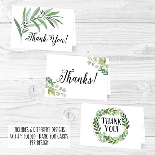 Greenery Folded Thank You Cards | Set of 24 | General