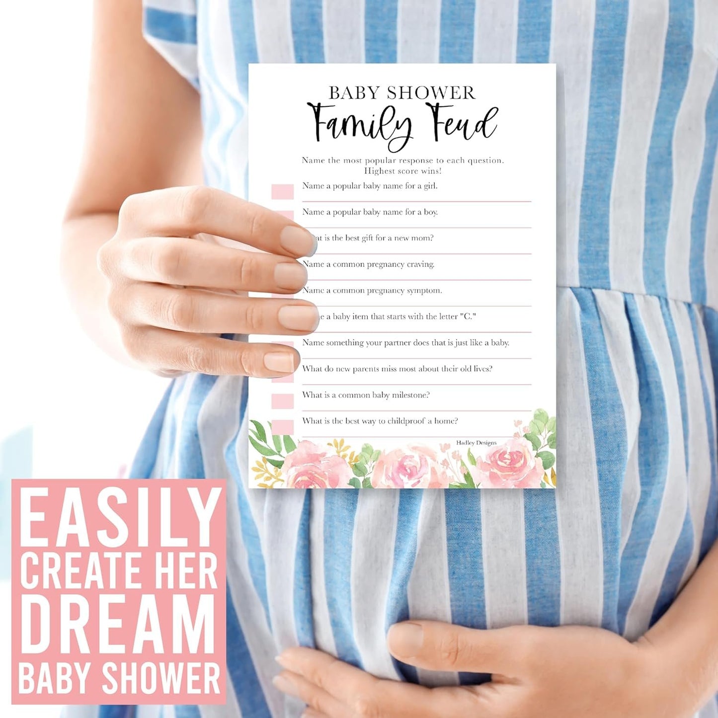 20 Floral Baby Shower Games For Girl - Hilarious Baby Shower Games Girl, The Price Is Right Baby Shower Game Cards, Baby Games For Baby Shower Family Feud Game, Baby Girl Baby Shower Games Funny