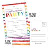 25 Art Stripe Rainbow Party Invitations for Kids, Teens, Adults, Boys & Girls, Blank Children Happy 1st Birthday Invitation Cards, Unique Baby First Bday Invites Toddler 1 2 3 Year Old Invites Fill In