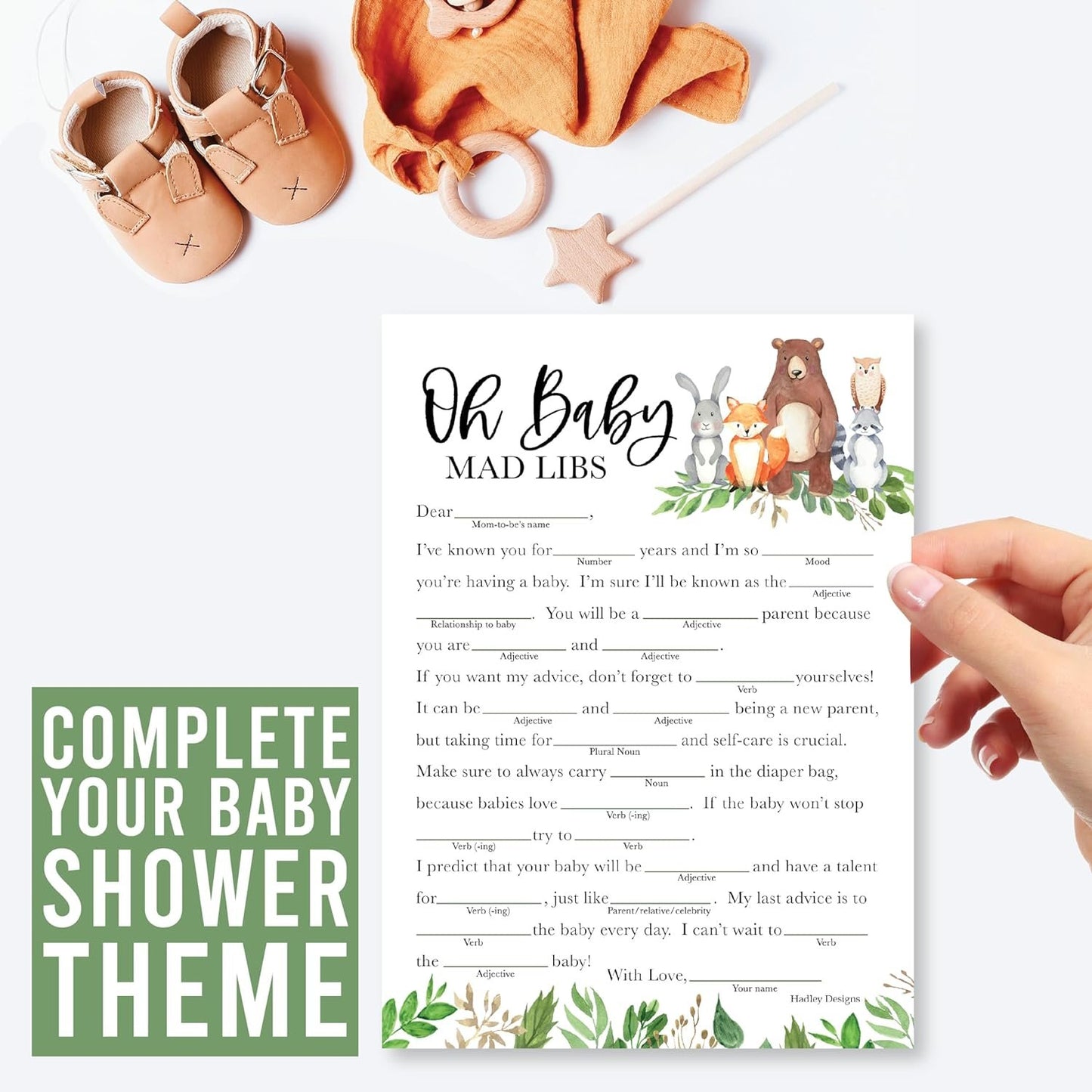 20 Woodland Baby Shower Games Gender Neutral - Hilarious Baby Shower Games for Girl, Funny Baby Shower Games Boy, Advice Cards Baby Shower Mad Libs Game Funny, Family Tradition Cards for Baby Shower