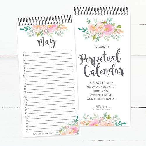 Watercolor Floral Perpetual Calendar | 12 Months | Home & Organization