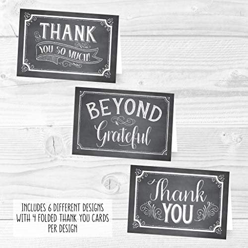 Chalk Folded Thank You Cards | Set of 24 | General