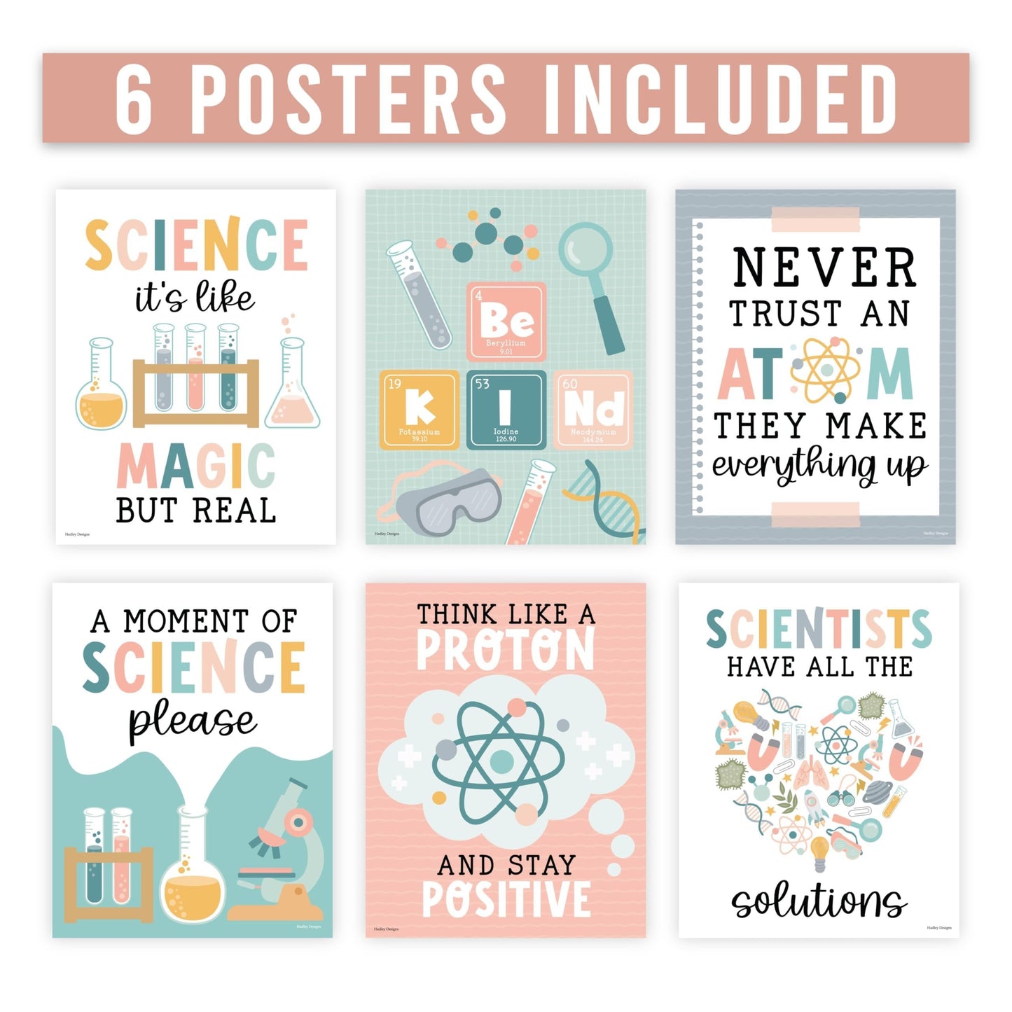 Boho Muted Life Science Posters | Set of 6 | Educational Postesr