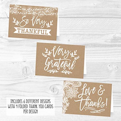 Kraft Lights Folded Thank You Cards | Set of 24 | General