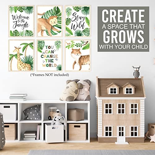 Safari Children's Wall Art | Set of 6 | Nursery Decor