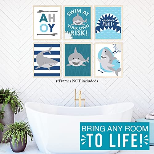 Shark Children's Wall Art | Set of 6 | Home Decor