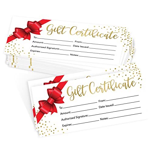 Blank Gift Certificates | Set of 25 | Gifts & Business