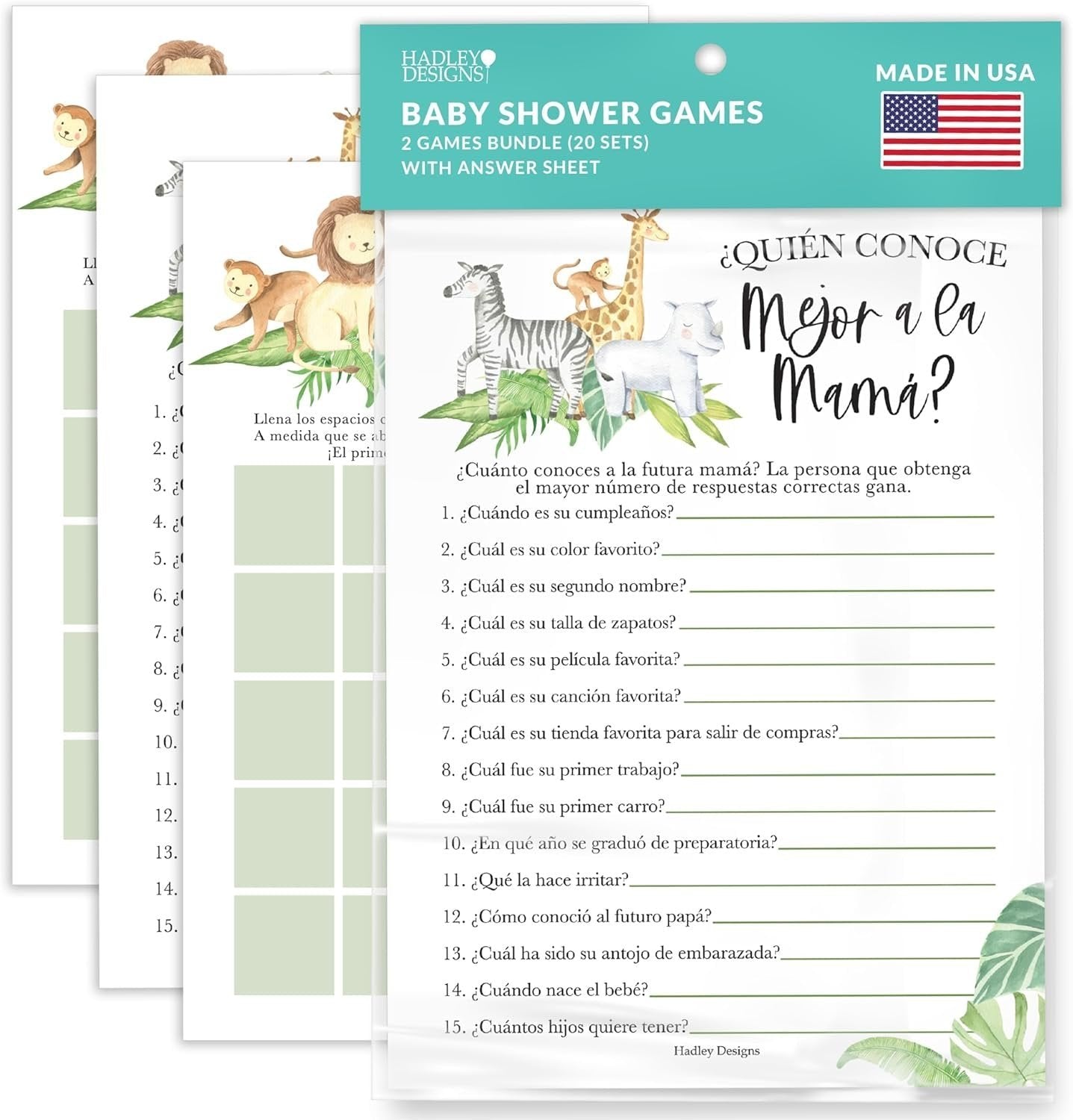 Spanish Baby Bingo | Who Knows Mommy Best | Set of 20 | Spanish Baby Shower Games