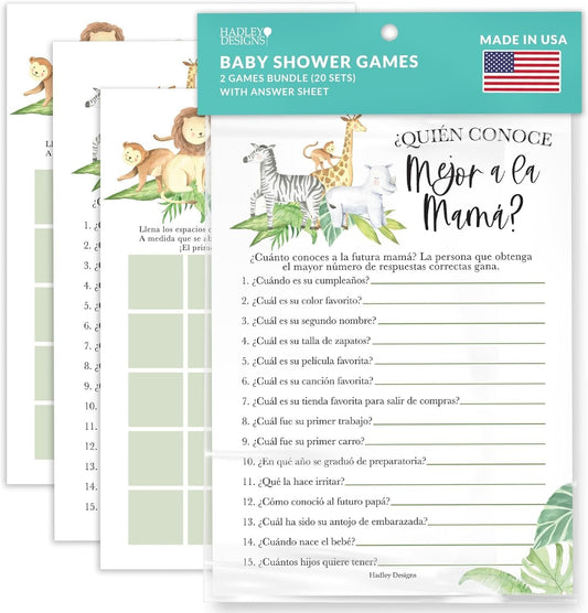 Spanish Baby Bingo | Who Knows Mommy Best | Set of 20 | Spanish Baby Shower Games