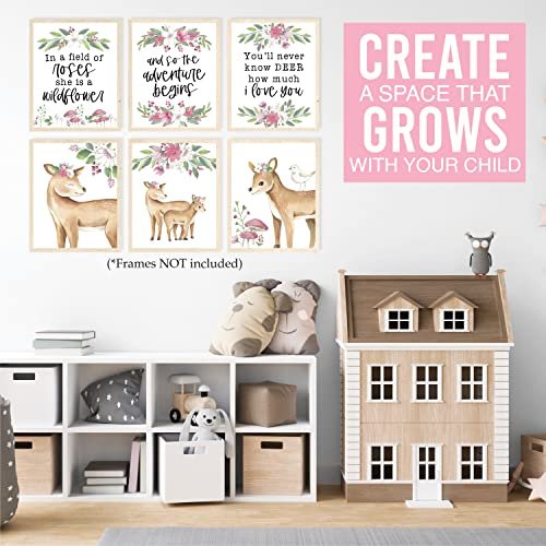 Deer Children's Wall Art | Set of 6 | Nursery Decor