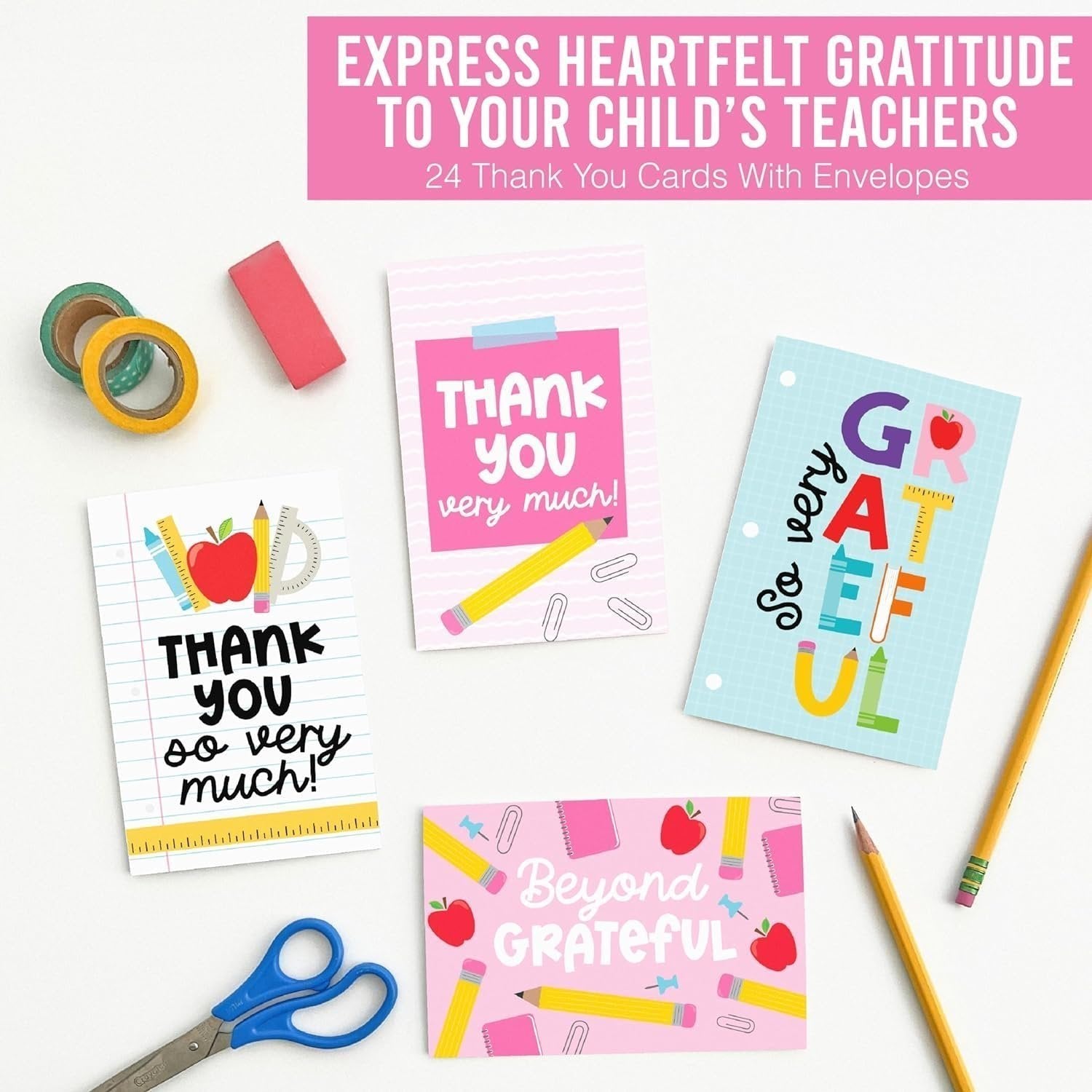 Teacher Thank You Cards | Set of 24 | 4" x 6"