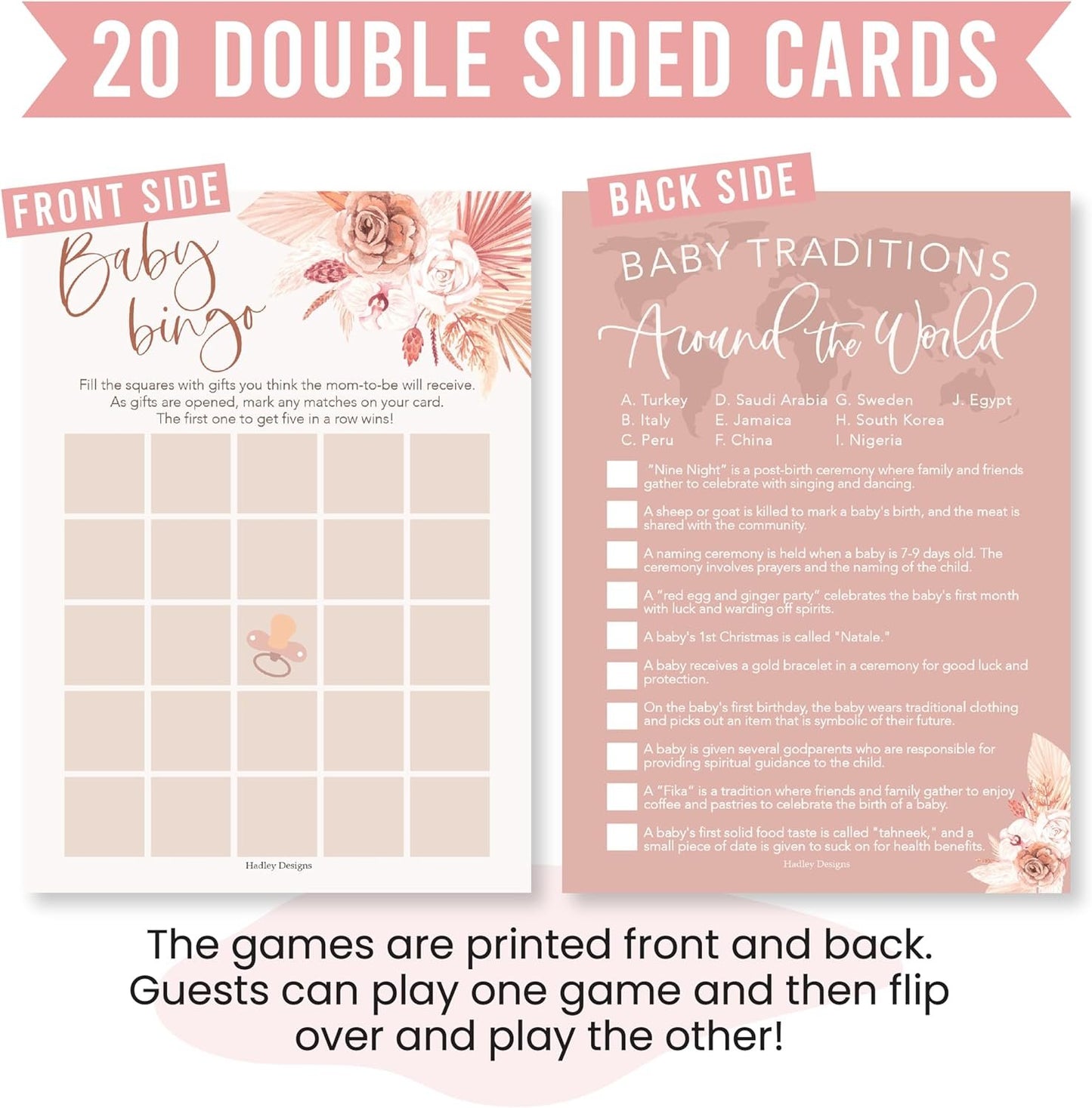 20 Boho Baby Shower Games For Girl - Hilarious Baby Shower Games Girl, Baby Games For Baby Shower Bingo Game Girl, Baby Girl Baby Shower Tradition Cards, Baby Girl Baby Shower Games Funny