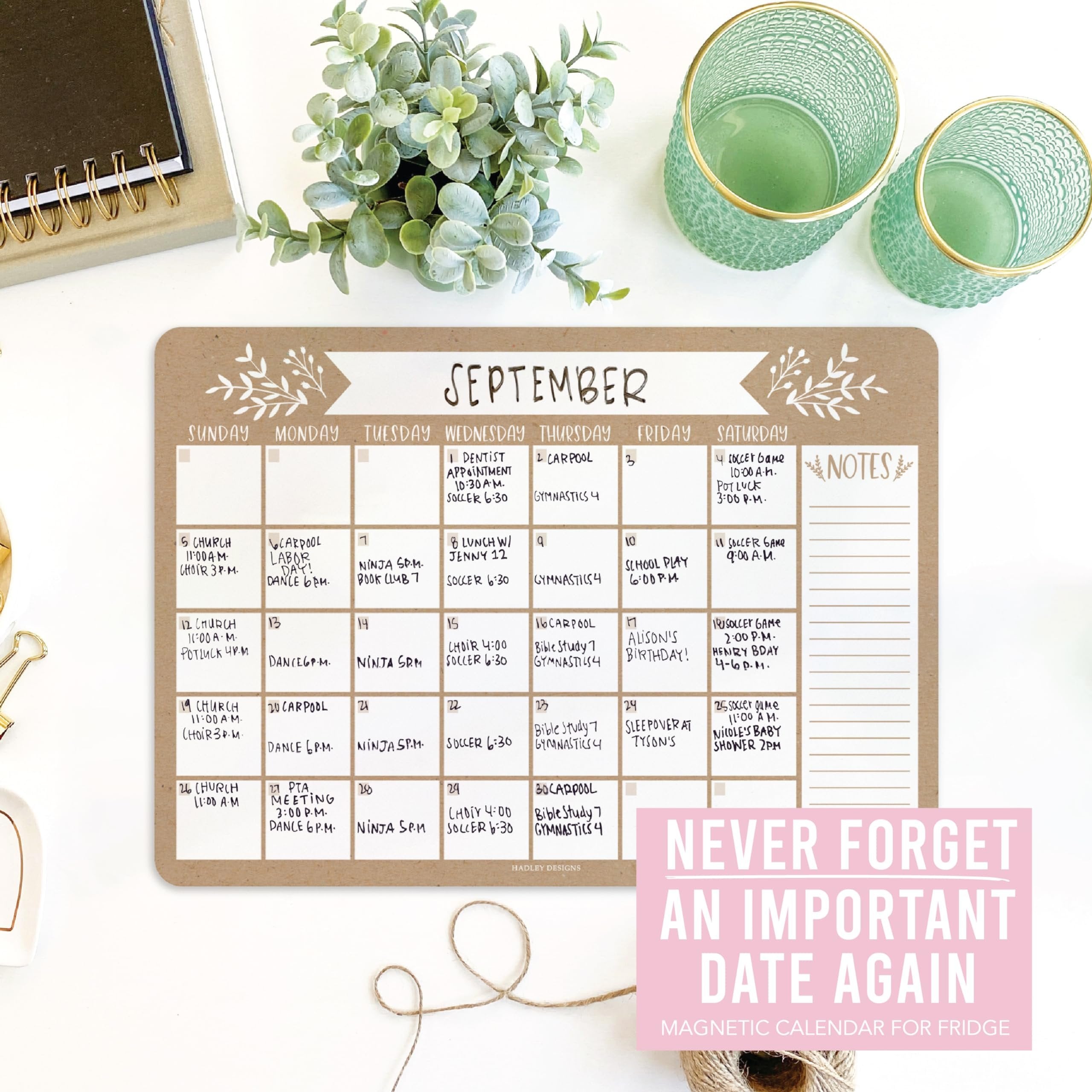 Magnetic Monthly Calendar | Fridge Magnet | Home Organization