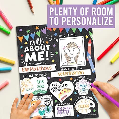 Colorful Chalk All About Me Posters | Set of 20 | Educational Posters