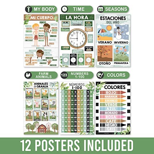 Farmhouse Spanish Posters | Set of 12 | Spanish Educational Supplies