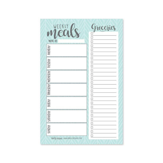 Teal Weekly Meal Planning Calendar Grocery Shopping List Magnet Pad for Fridge, Magnetic Family Pantry Food Menu Board Organizer, Week Diet Prep Planner Tool, Refrigerator What to Eat Dinner Notepad