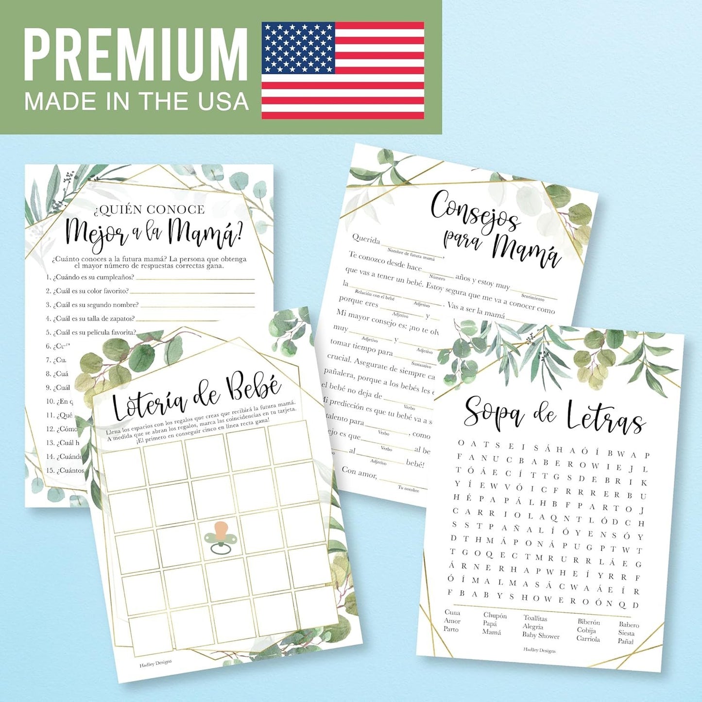 40 Greenery Juegos Para Baby Shower En Español - Juegos De Baby Shower En Español, Baby Shower Bingo Español, Baby Shower Advice Cards, Sopa De Letras Baby Shower Español, Quien Conoce Mas A Mama