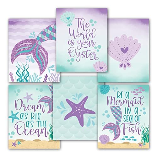 Mermaid Children's Wall Art | Set of 6 | Home Decor