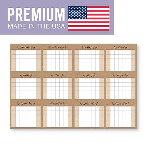 Rustic Kraft Undated Yearly 12-Month Calendar | Dry Erase | Calendars & Planners