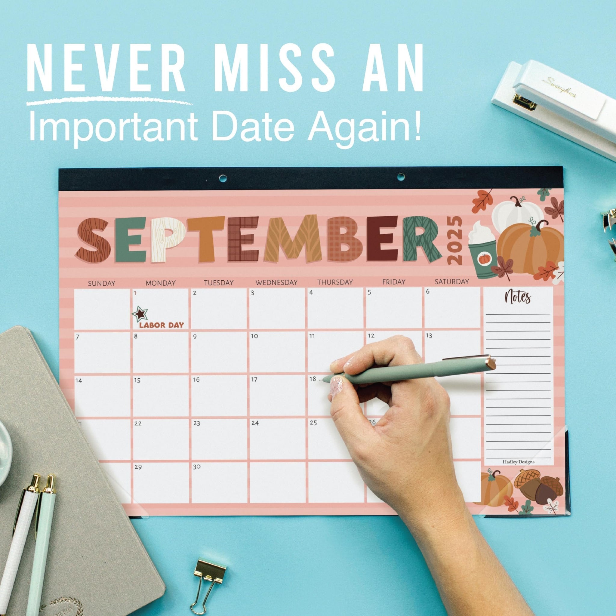 Doodle Typography Large Desk Calendar | 18-Month | 2025-2026 | Calendars & Planners - SAMPLE