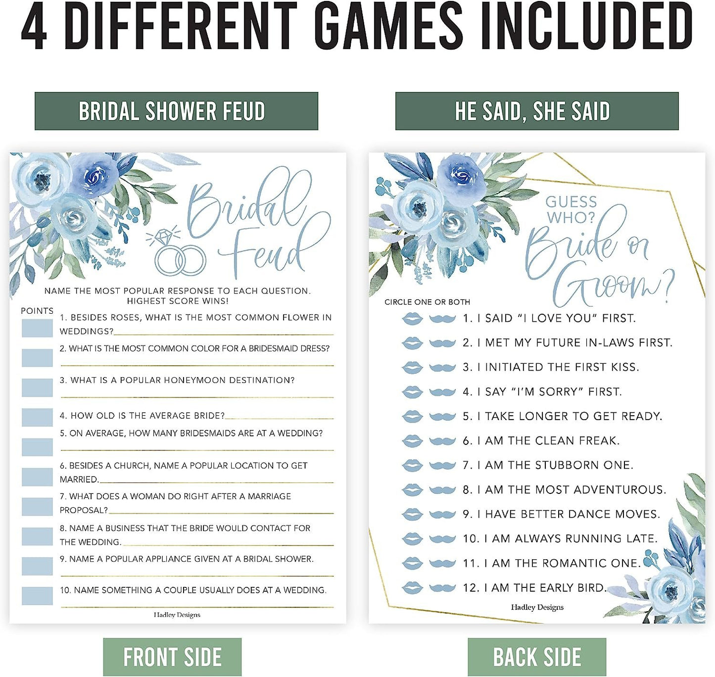 Mad Libs, Guess the Dress, Who Knows the Bride, and Find the Guest Games | Set of 40 | Bridal Shower Games