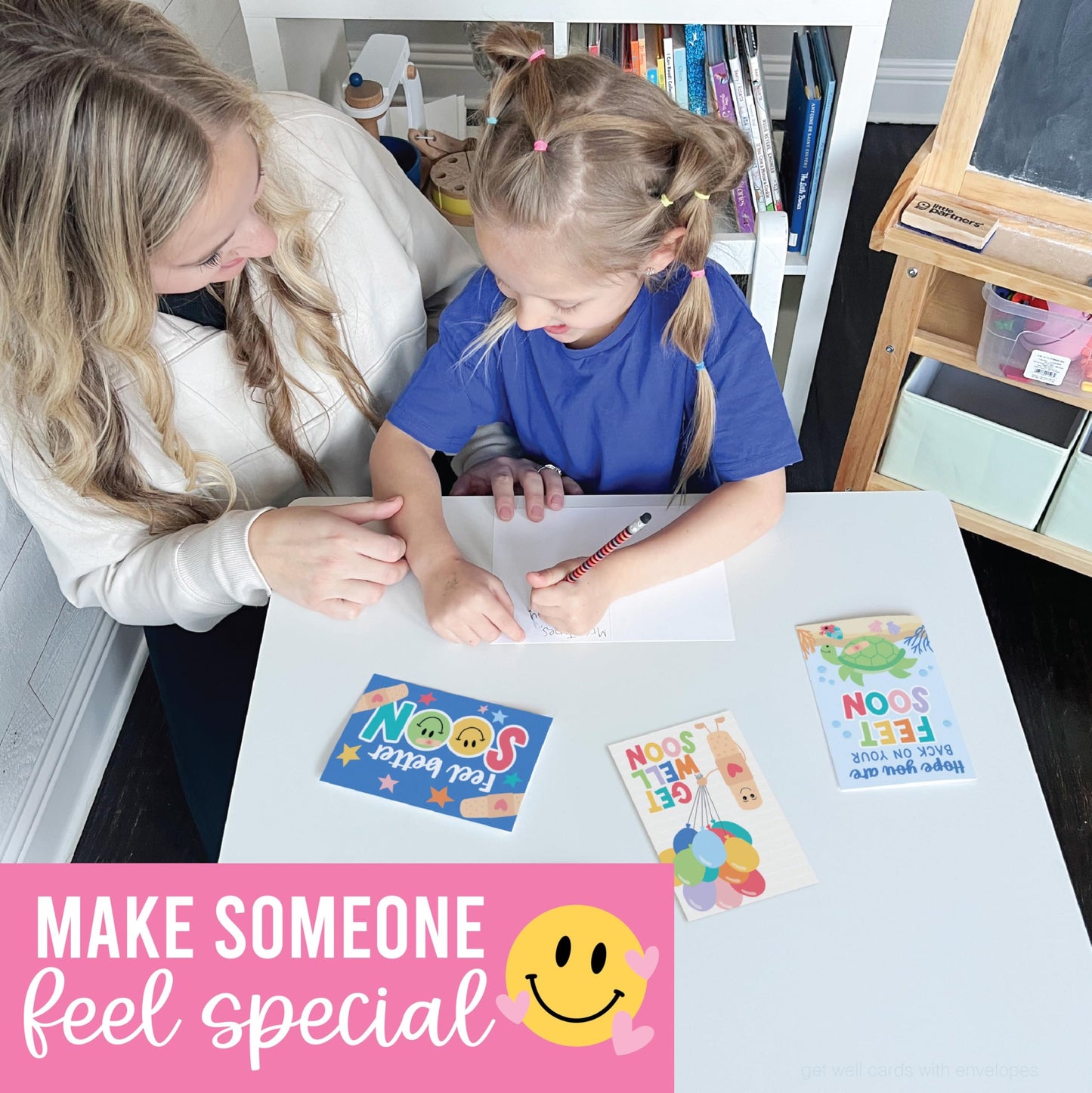 Folded Get Well Soon Cards | Set of 24 | Cards & Party | Envelopes Included