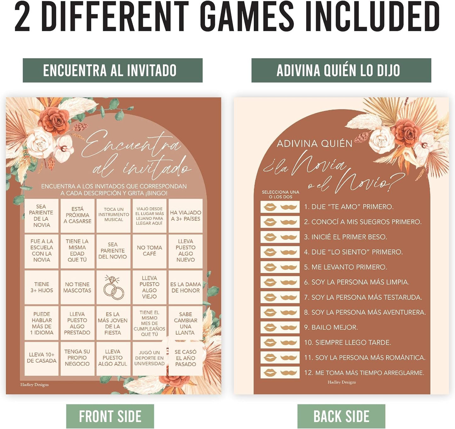 Boho Spanish Bridal Shower Games 20 Guests - Juegos Para Despedida De Soltera En Español, Wedding Shower Games, Bridal Shower Bingo In Spanish, Popular Bridal Shower Games Spanish Edition