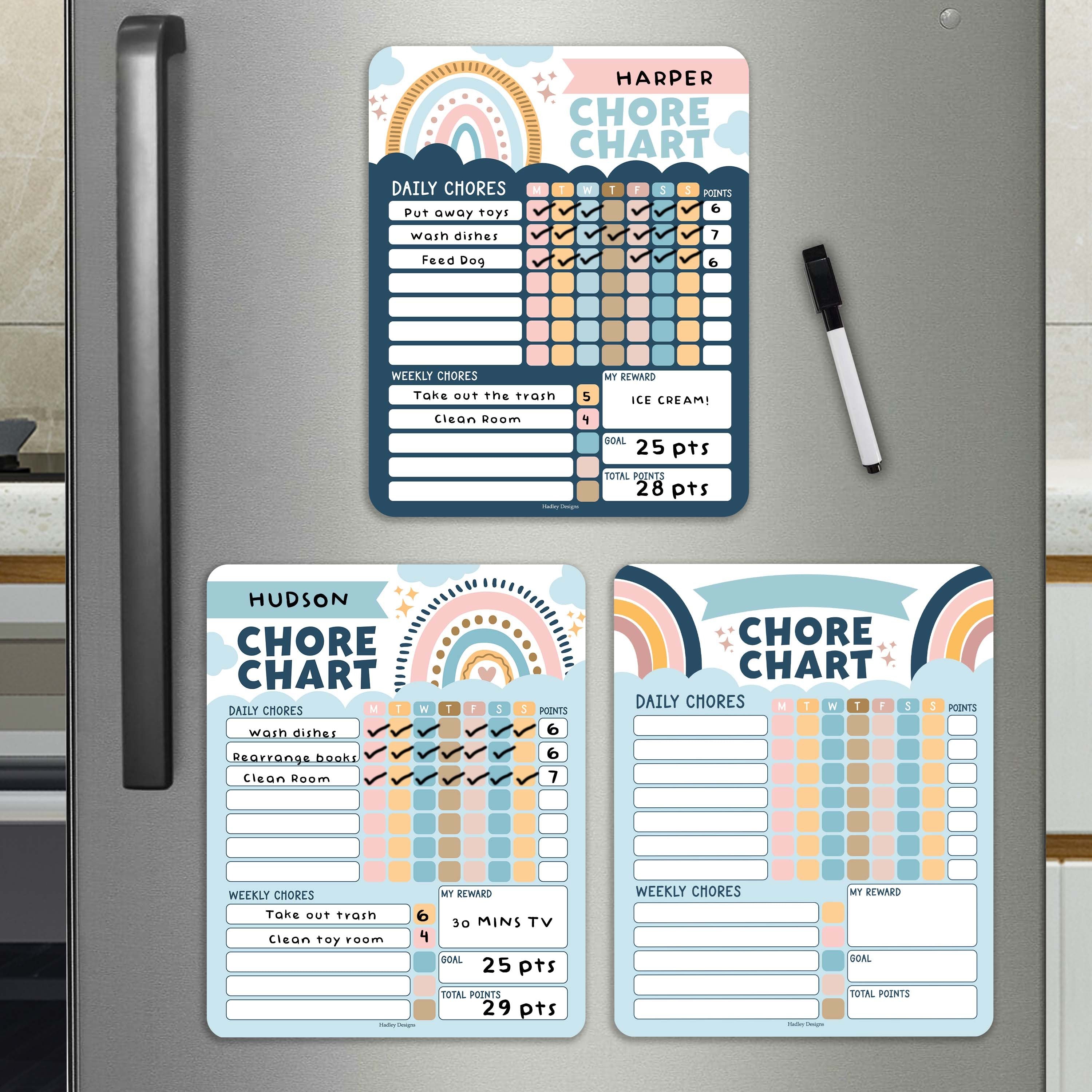 Chore Charts | Set of 3 | Multiple Kids - SAMPLE