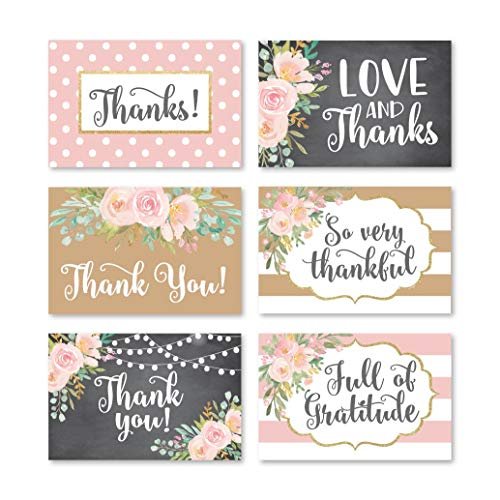 Blush Floral Folded Thank You Cards | Set of 24 | General