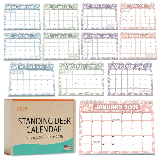 Daisy Small Desk Calendar | 2025-2026 | Standing Flip Calendar