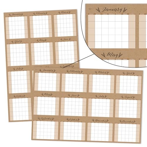 Rustic Kraft Undated Yearly 12-Month Calendar | Dry Erase | Calendars & Planners