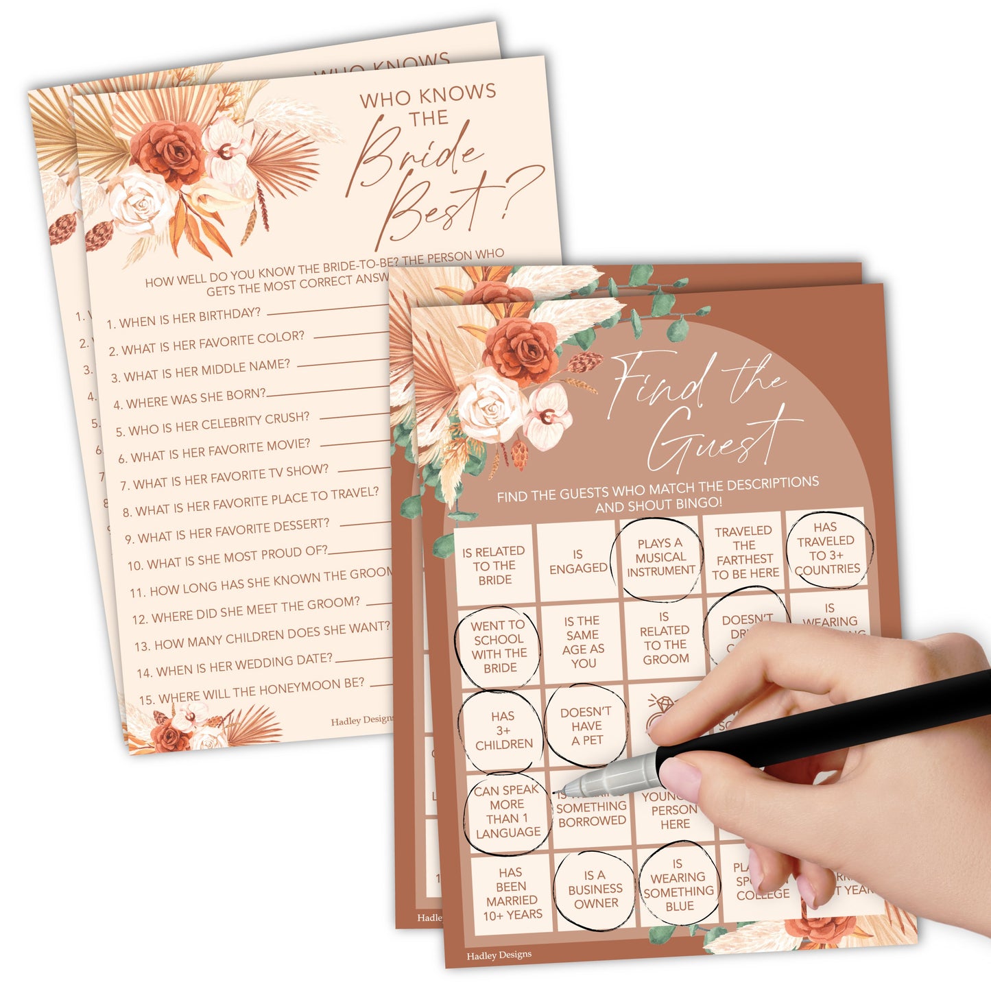 Who Knows The Bride Best | Find The Guest | Set of 20 | Bridal Shower Games