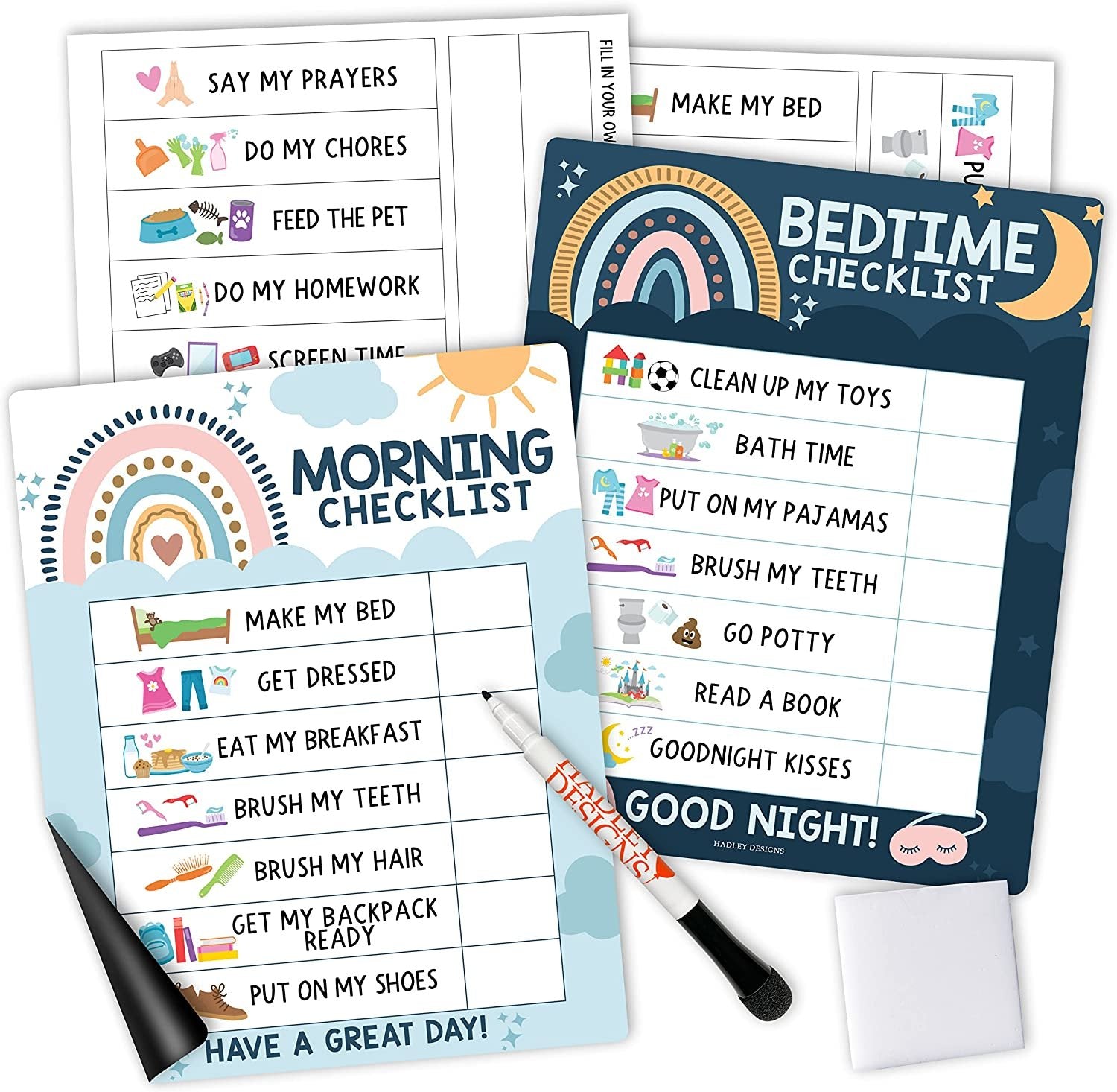 Boho Rainbow Day & Night Routine Charts | Daily Schedule | Educational Charts - SAMPLE