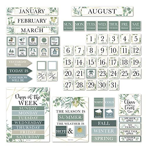 Greenery Classroom Calendar | Bulletin Board | Classroom Supplies