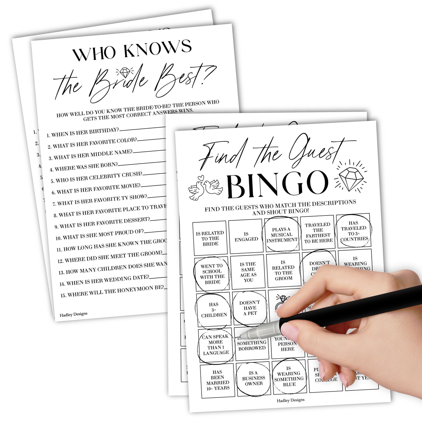 Who Knows The Bride Best | Find The Guest | Set of 20 | Bridal Shower Games