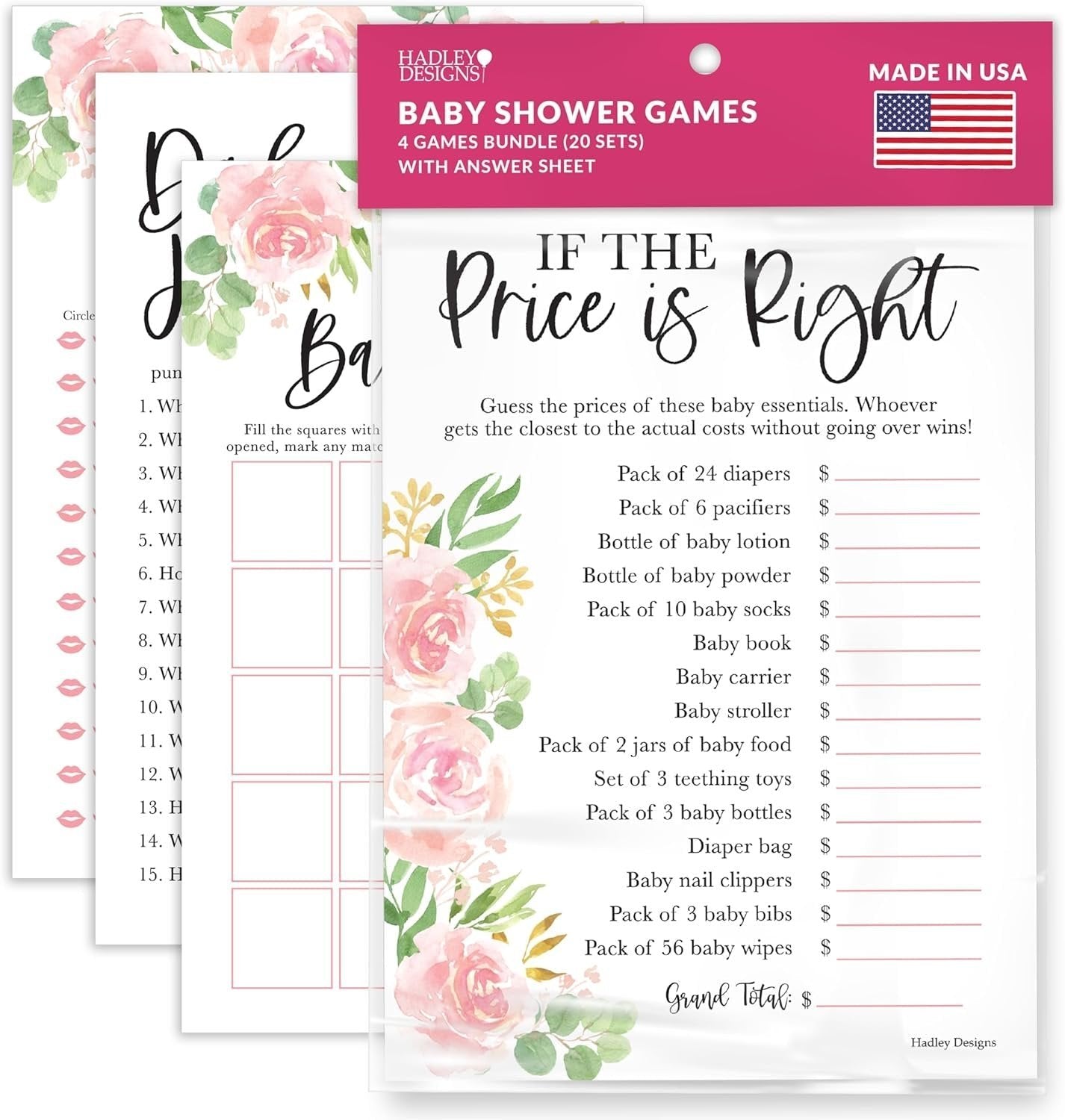The Price is Right, Bingo, Who Said it, Dad Jokes Games | Set of 40 | Baby Shower Games