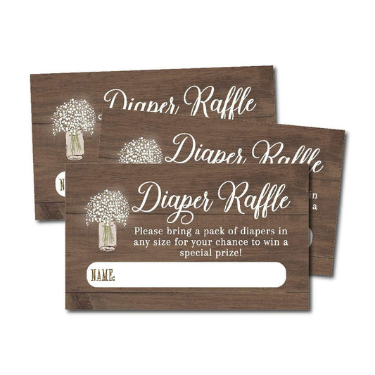 25 Rustic Wood and Floral Baby Shower Diaper Raffle Ticket