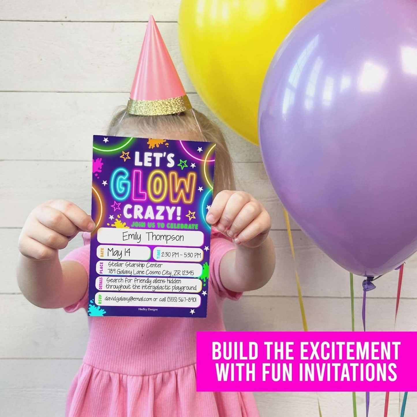 15 Neon Glow Birthday Invitations Girl - Kids Birthday Invitations Boy, Neon Birthday Party Invitations For Boys, Glow Birthday Invites For Boy, Birthday Invitation Cards, Neon Birthday Party Invites